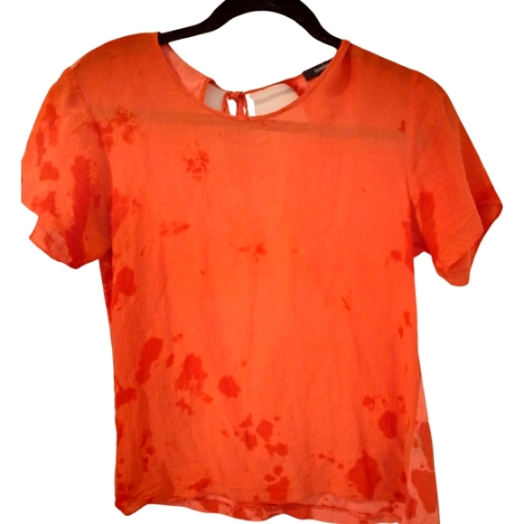 Bassike Tye dye silk top in Tangerine orange Size S - Picture 3 of 11